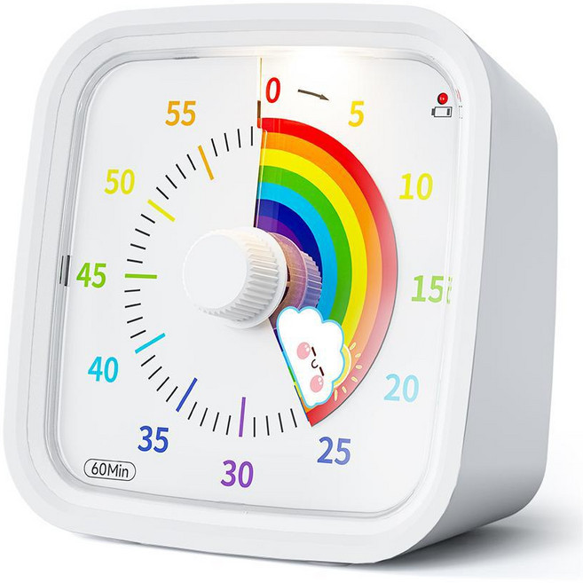 공부타이머 타이머 공부타이머스톱워치 공부타이머스톱워치무소음 타이머 주방타이머, a, 화이트 레인보우, 1개