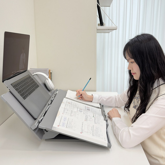 메르마 2단독서대 책받침대 높이조절독서대 책거치대 스터디대 필기대, 스페이스 그레이 60, 1개, 스페이스 그레이 60