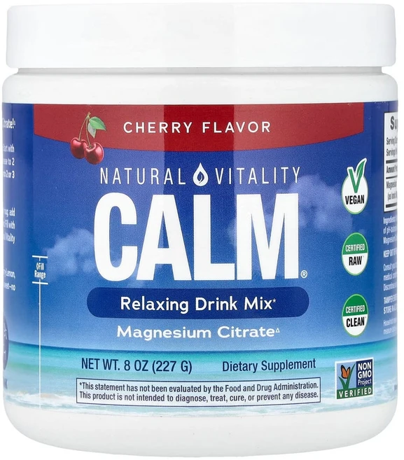 네츄럴바이탈리티 CALM 스트레스 방지 드링크 믹스 체리 226g(8oz), 226g, 1개 - 쿠팡