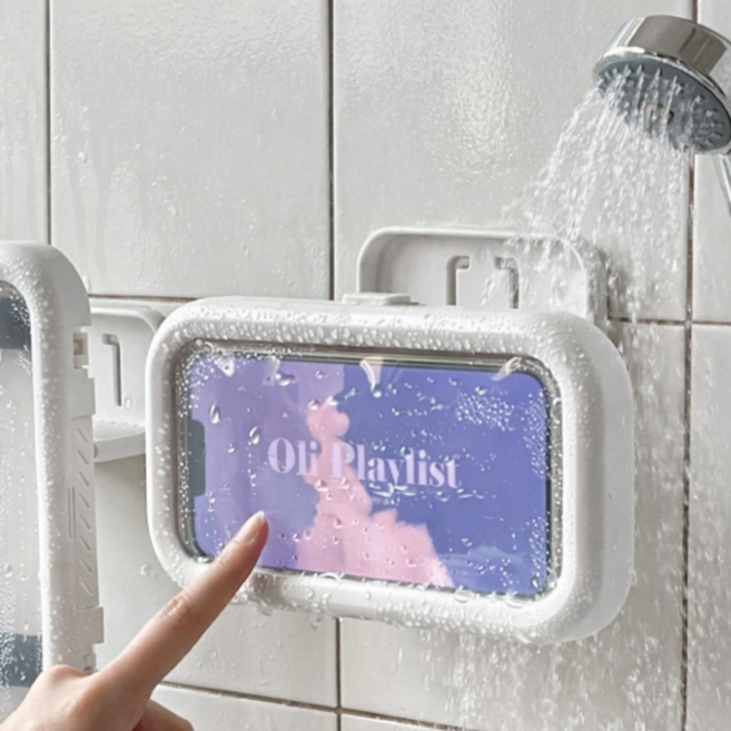 앤의선물 360도 회전 무타공 터치가능 방수 휴대폰 거치대, 1개, 화이트