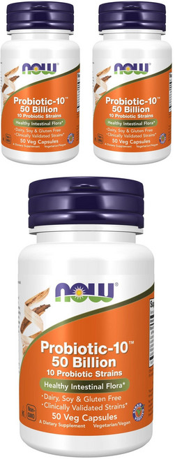 NOW Foods 500億10合1益生菌素食膠囊, 50顆, 3罐