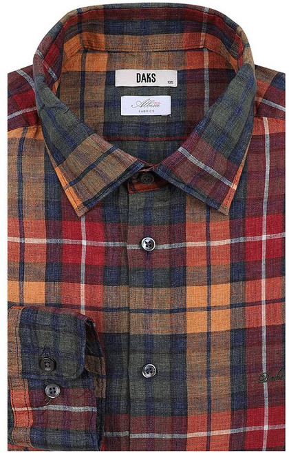 닥스셔츠 [26년SS신상품][백화점인기상품] 마 100% 소재로 시원하고 쾌적한 착용감의 체크 레귤러핏 긴팔 캐주얼셔츠