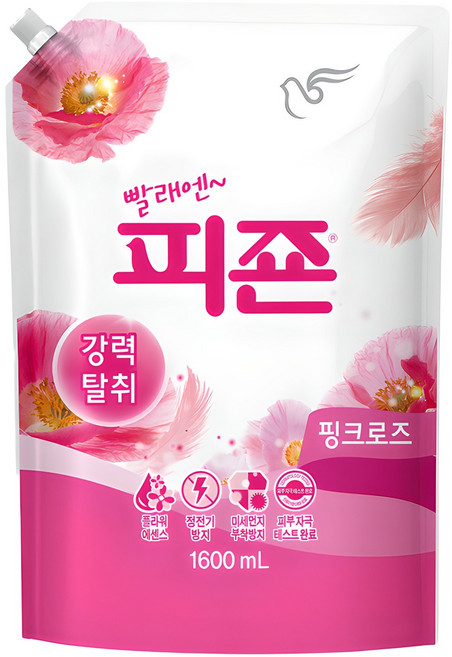 피죤 강력탈취 레귤러 섬유유연제 핑크로즈 리필, 1.6L, 1개