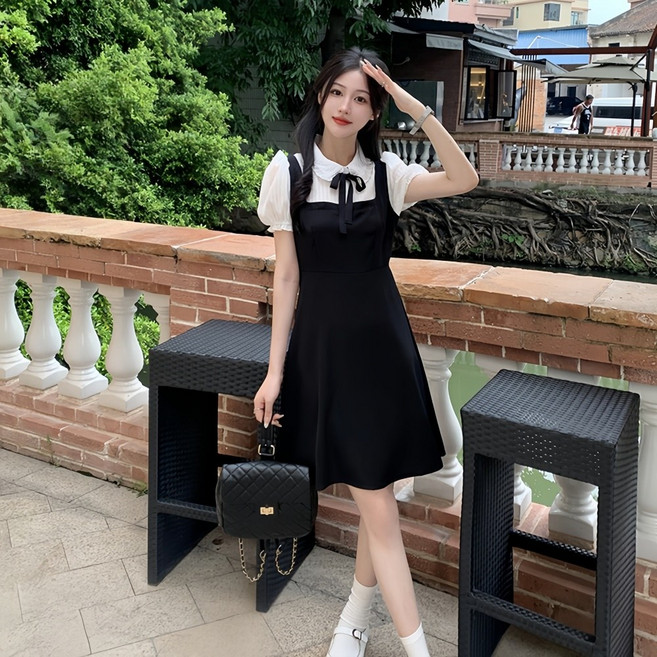 개화기의상 넥타이 복고풍원피스 경성의복 졸업사진 빈티지 원피스