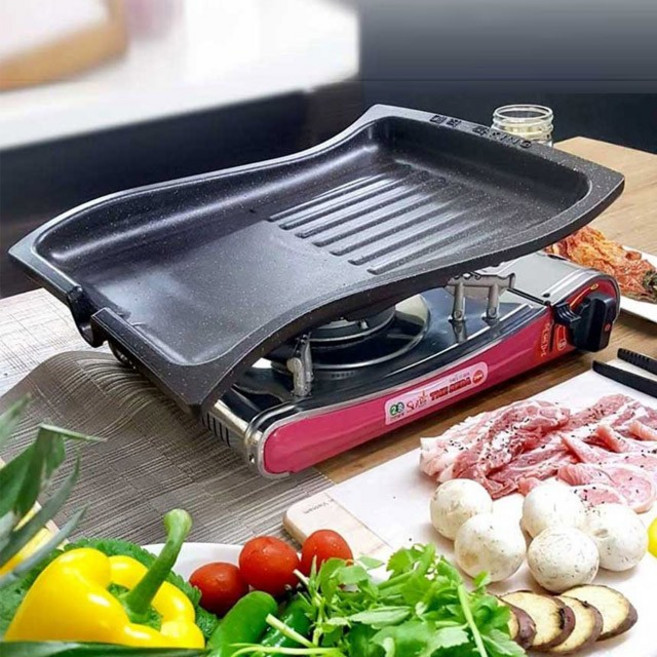 매직쿡킹팬 삼겹살 연기 냄새안나는 불판 기름안튀는그릴, 1개, 매직쿡킹팬 미니+부직포가방