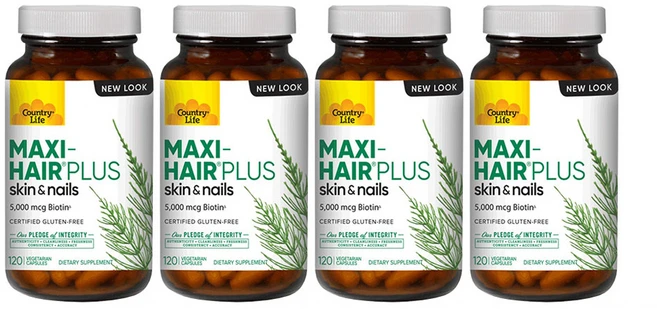 컨트리 라이프 맥시 헤어 플러스 비오틴 5000 mcg, 120정, 4개 - 쿠팡