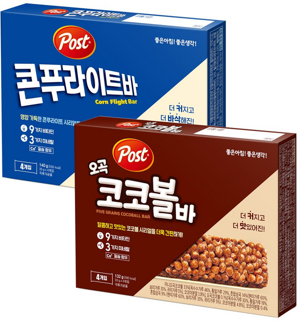 포스트 콘푸라이트바 140g+오곡코코볼바 132g 시리얼바, 1개