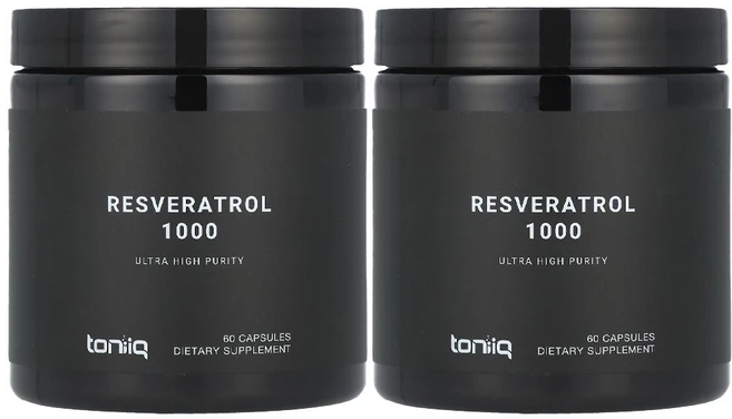 Toniiq 트랜스 레스베라트롤 효능 resveratrol 1000 60캡슐 2병, 60정 - 쿠팡