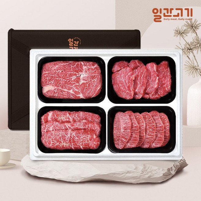 [일간고기] 1등급 암소한우 선물세트 1.6kg (등채안특), 1개