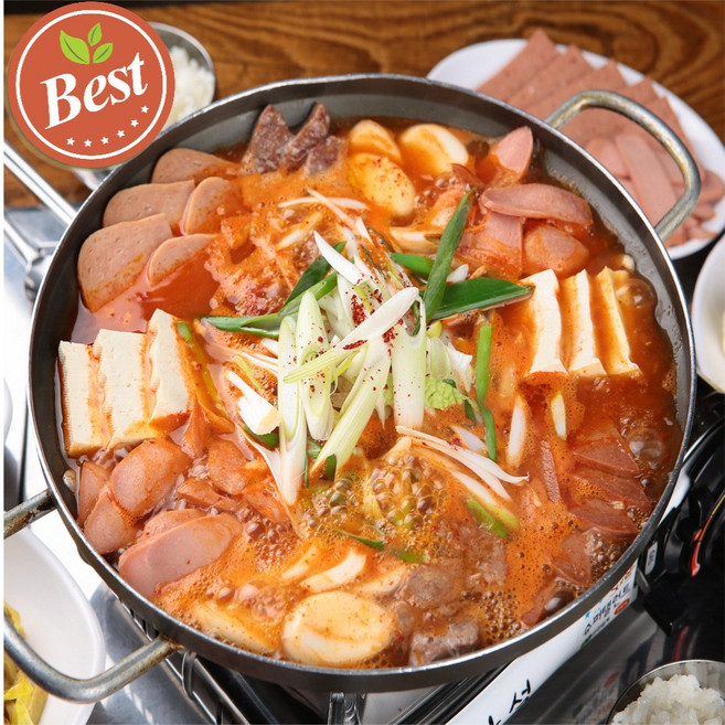 집에서 즐기는 송탄 간편식 밀키트 진한육수 칼칼하고 얼큰한 부대찌개 라면사리 포함, 2개, 800g