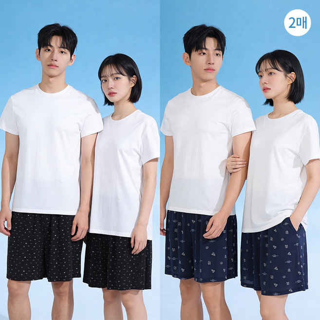 쿨 여름잠옷 반바지 냉감잠옷 하의 공용 2매입