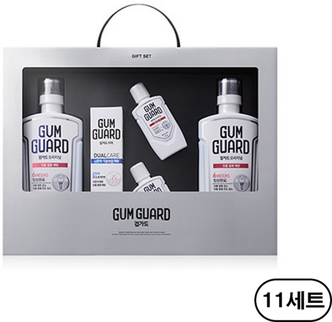 검가드 잇몸 치약 150g + 구강청결제 750ml x 2p + 구강청결제 100ml x 2p 선물세트, 11세트