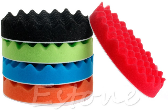 5pcs 6 인치 150mm 와플 스폰지 자동차 광택제 용 버프 연마 패드 키트