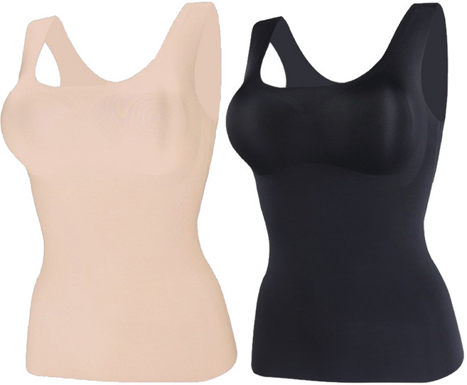 1+1 2종세트 심리스 브라런닝 나시 캐미솔 노와이어 캡나시 노라인 볼륨업 몸매보정 2P