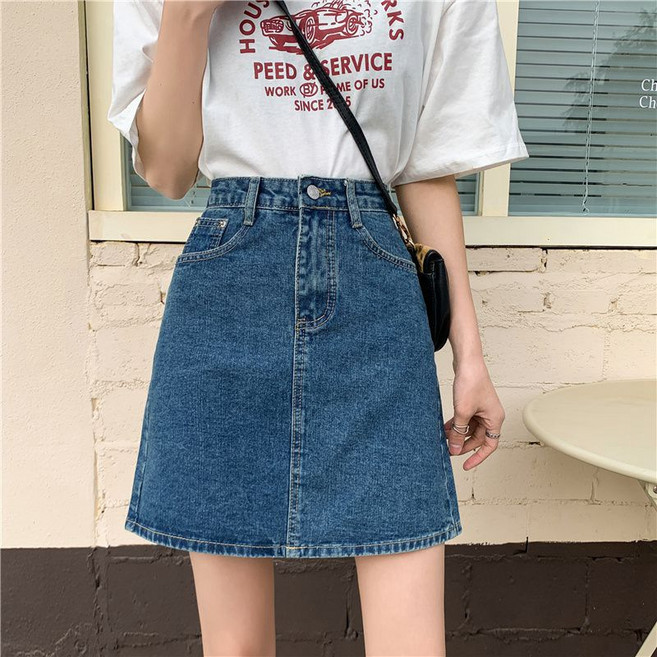 高腰牛仔半身裙 包臀短裙 A字裙 韓版修身 顯瘦設計 夏季百搭 小個子適用 灰色款 黑色款+深藍色+XXL