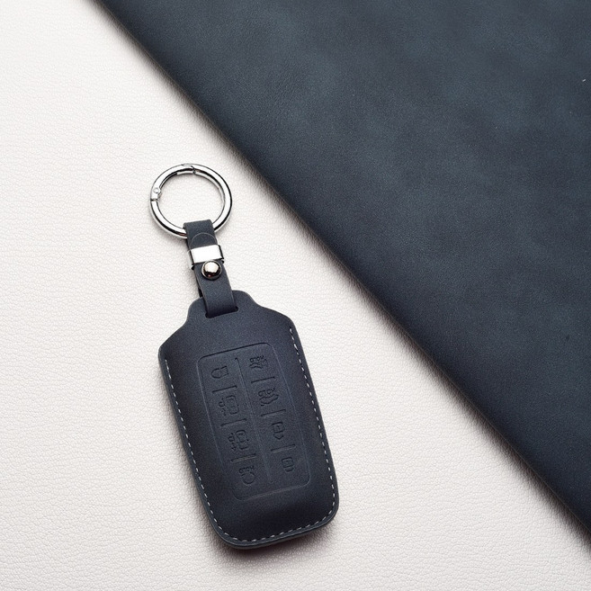 제네시스 차량용 키커버 (G70/EQ900/G80/G90/GV70/GV80 호환) - 고급 양가죽 내구성, 제네시스 B8 타입(8버튼), 먹녹