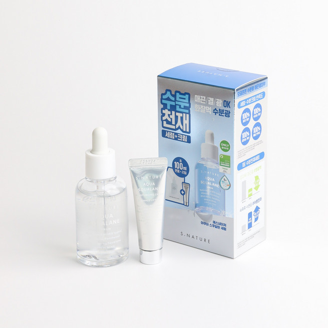 에스네이처 아쿠아 스쿠알란 세럼 본품+리필 세트 (+크림 10ml), 2개, 50ml