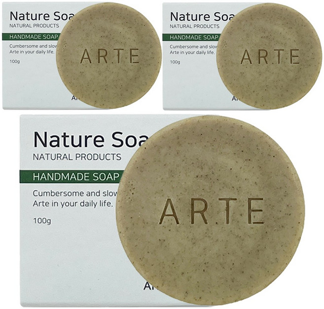 아르떼 어성초 저자극 세안 비누, 100g, 3개