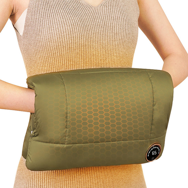 Garrl USB 발열 손 찜질기 주머니 온열 전기손난로 그래핀 신기 난로 장갑 휴대용 3단계 온도 조절, 그린