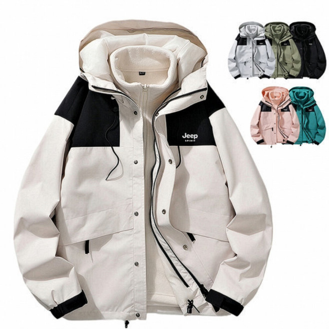 지프스피릿 남녀공용 3in1 바람막이+후리스 내피세트 아웃도어 방수점퍼 바람막이 후드집업 JW66233