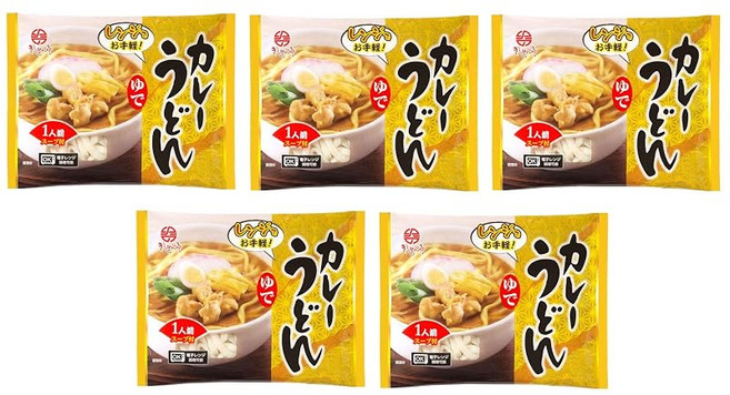 나고야키시멘정 전자레인지로 간편하게! 삶은 카레 우동 195g×5 / 면 우동, 1개, 1g