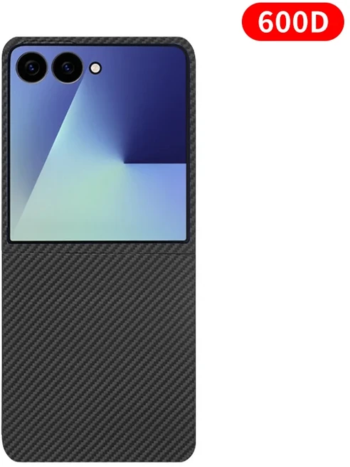 삼성 갤럭시 Z 플립 7 카본 케이스 600D 케블라 아라미드 섬유 맥세이프 패브릭 얇은 하드 커버 자석 블랙