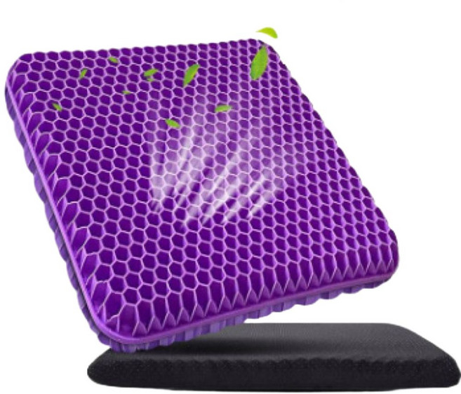 에이프릴맨션 오래 앉아도 편안한 3D 벌집 실리콘 젤 쿠션 게이밍 통풍 방석, 바이올렛 블랙