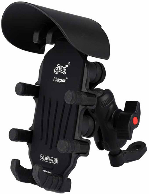 Netpor 適用手機尺寸 寬度 60-85mm 長度 130-185mm 360度旋轉 單手取放, 黑色, 八爪減震手機架+遮陽