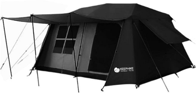 KEEPHIKE 露營帳篷 牛津布家庭大型戶外防水防曬帳篷, 幕黑色