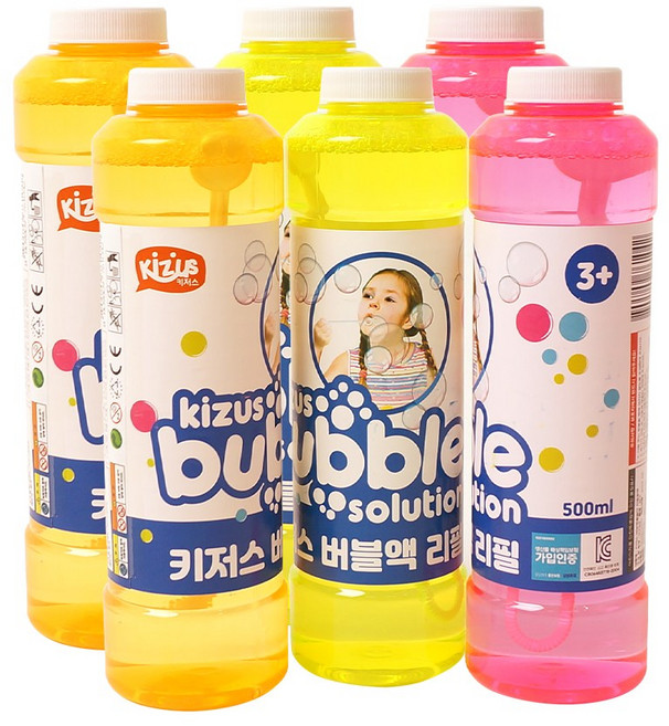 키저스 대용량 비눗방울 버블건 리필 액, 500ml, 6개