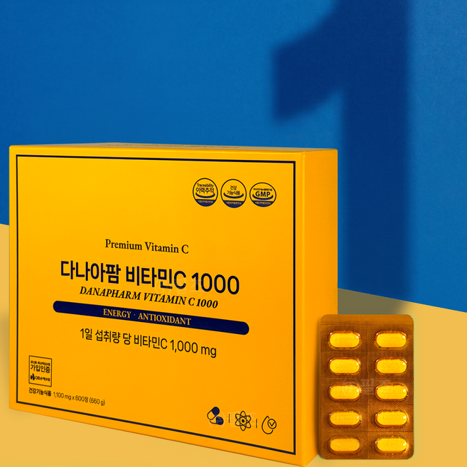 다나아팜 비타민c 1000mg 고용량 고함량 씨 알약 임산부 청소년, 1개, 600정