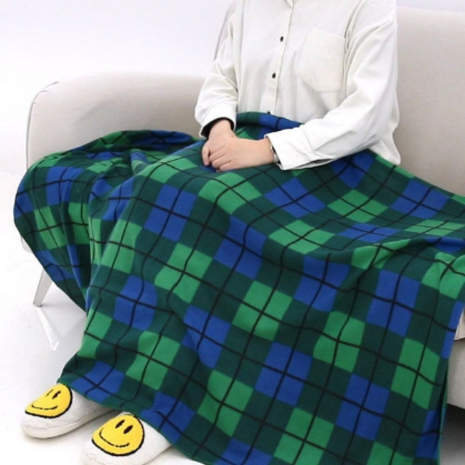 다플 겨울 체크 무릎 담요 보온 방한 극세사 캠핑