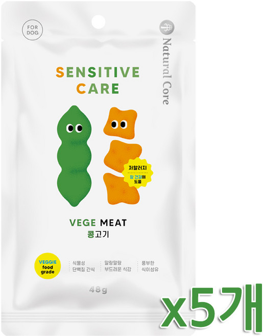 네츄럴코어 강아지간식 센시티브 케어 콩고기, 콩, 48g, 5개