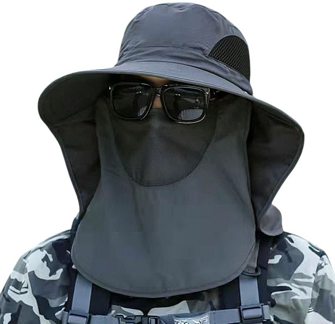 옴니 남자 자외선차단 햇빛가리개 낚시 플랩캡 모자, 2개, HR똑딱다크그레이