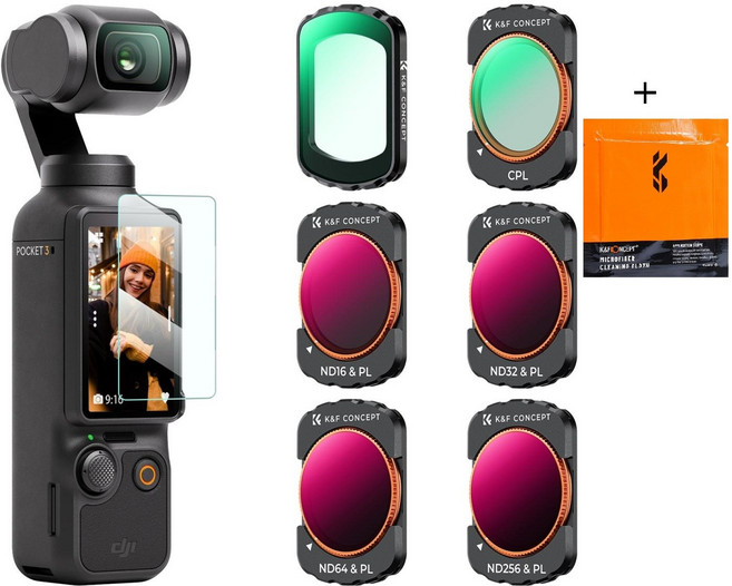 K&F DJI 오즈모 포켓3/4용 마그네틱 NANO-X 필터 키트 (UV+CPL+ND16/CPL+ND32/CPL+ND64/CPL+ND256/CPL) (융포함) (KF01.2149), 1개