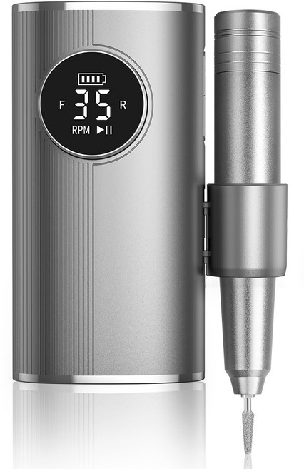 CozyTemp 전동 네일 드릴기 손톱 네일 관리기 저소음 속도 조절 젤네일 드릴, 1세트, 그레이