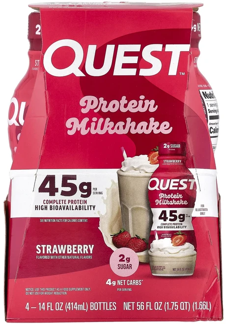 매우편하고 Quest Nutrition 프로틴 밀크 셰이크 스트로베리 4병 각 414ml(14fl oz) 끝내주게잘나가는상품, QuestNutrition프로틴밀크셰이크스트로베리4병각, 414ml - 쿠팡