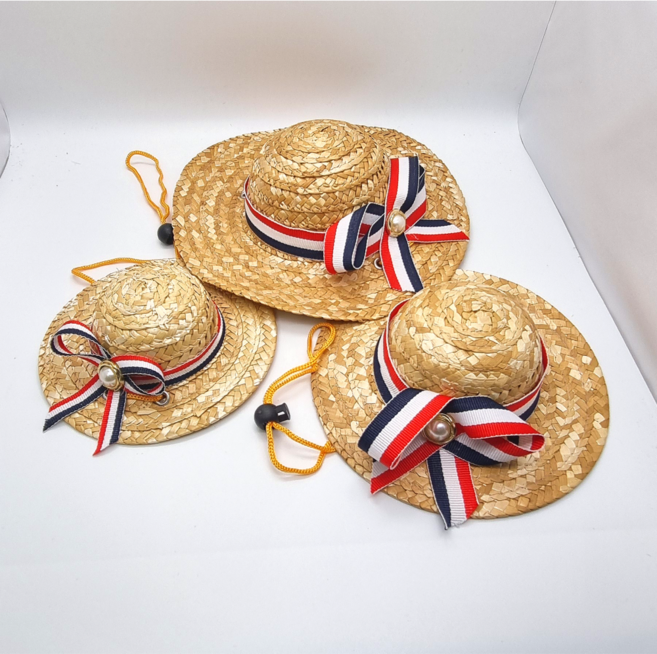 위드레오 강아지밀짚모자 애견모자 대형견 중형견 소형견 자외선차단, 1개, 레드앤그린