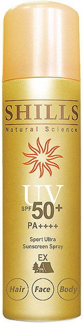 SHILLS 舒兒絲 運動防曬噴霧 SPF50+ PA++++ 臉部/頭髮/身體適用 90g, 1個, 極限戶外(金)