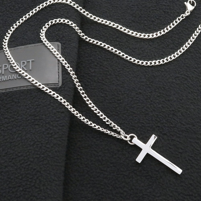[슈가스톤] 써지컬스틸 십자가 이태리체인 패션 악세사리 남자목걸이 - 십자가(세로3.15Cm) (가로1.76Cm)