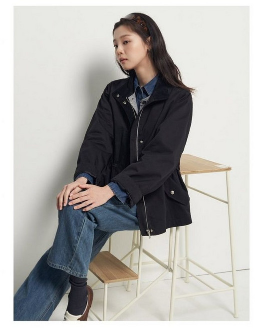 [국내백화점 매장정품] 빈폴 BEANPOLE LADIES 반넥 사파리형 헌팅 점퍼 블랙 (BF5939C025) BF5939C025 124001