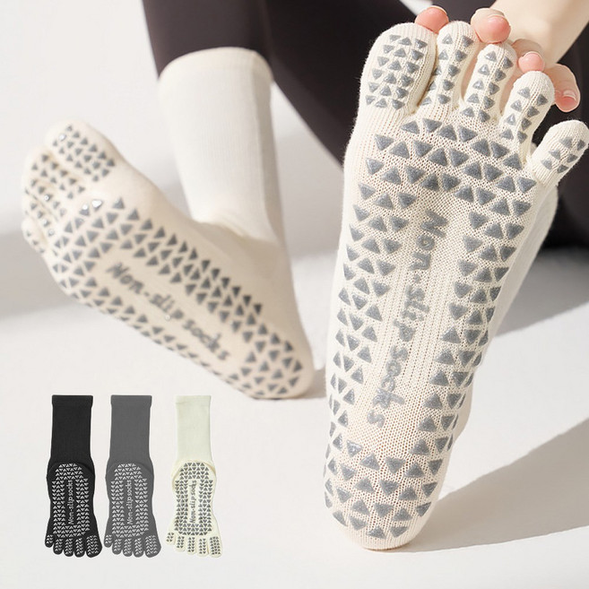 홀리데이 여성용 중목 논슬립 필라테스 요가 발가락양말 3켤레