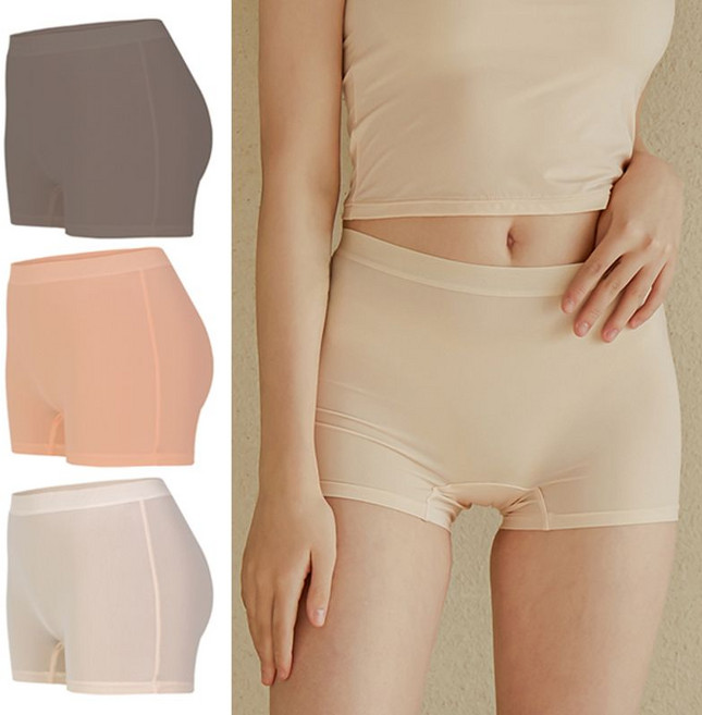 제이코튼 네모 편한 쿨 사각팬티 러브엠 인견 속옷 3종세트 신축성이 향상된 속바지겸용속옷
