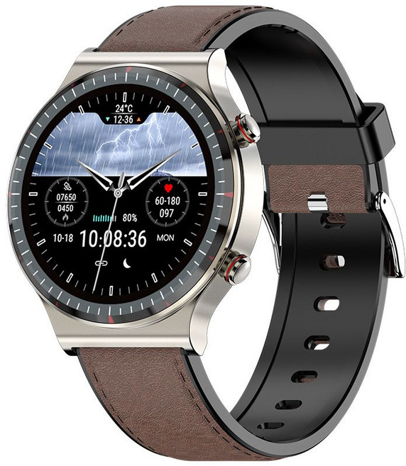 G08 메디컬급 심전도 혈압·혈산소 심박수 측정 스포츠 건강 스마트워치, G08스틸+빈티지브라운