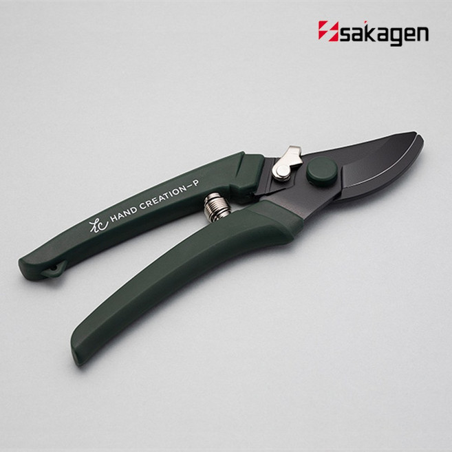 사카겐 전지가위 블랙날 P180 다크그린, 1개