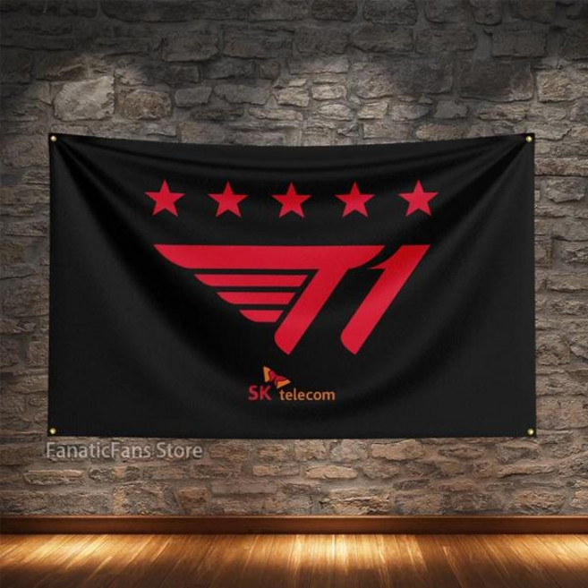 국기 SKT T1 Esports 깃발 폴리에스터 디지털 인쇄 LoL 게임 배너 장식, [01] 60x90cm, [02] FF0491, 1개