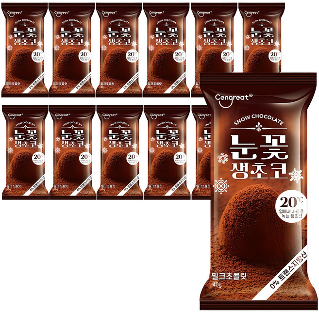 센그레이트 눈꽃생초코 밀크, 12개, 40g