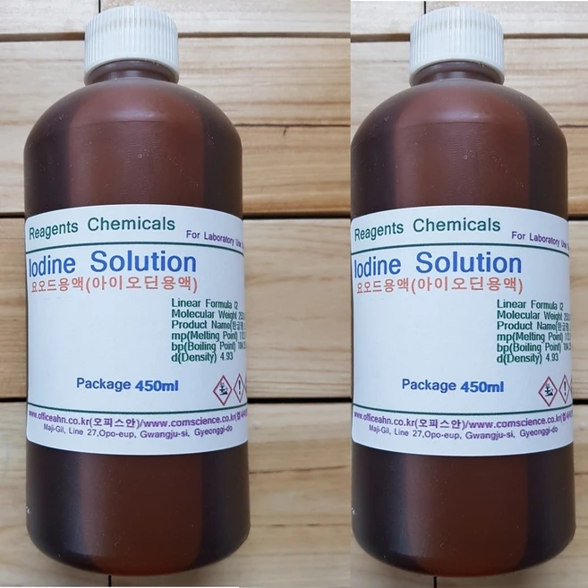 요오드용액 (아이오딘용액) 0.05N(0.025mol) 화)450ml [kor] 0.025mol Iodine solution(0.05N), 1개, 450ml - 쿠팡