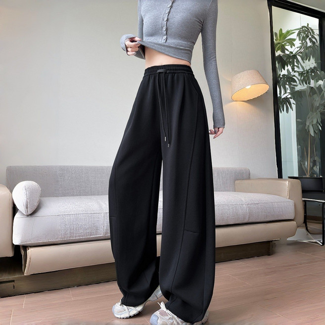 스타일닥터 여성 와이드팬츠 슬랙스바지 캐주얼 커브드팬츠 밴딩 바나나팬츠