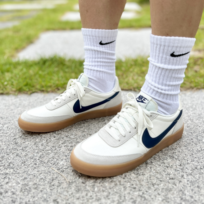 [마감특가] 나이키 NKS 킬샷 남성 레더 스니커즈 화이트 네이비 데일리 운동화 깔끔한 단화